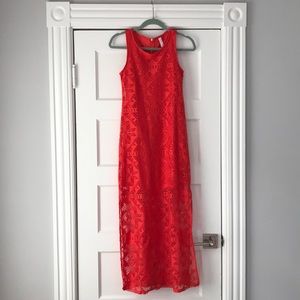 Maxi dress with short skirt under layer